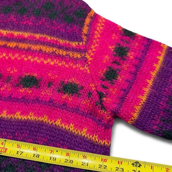VTG 90s United colors of Benetton mohair geometric fair isle sweater 48 womens M - Picture 5 of 7